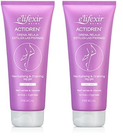 E'LIFEXIR Actidren - Gel Relajante de Piernas | Drena, Relaja y Estiliza las Piernas| Mejora la Circulación | Reduce el Volumen de Piernas y Tobillos Hinchados | 200 ml (Paquete de 2)