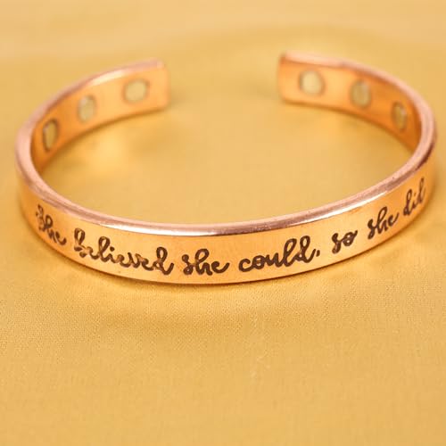 Image of Touchstone Inspirational Copper Engraved Magnetic Bracelets for Women-Personalized Jewelry Gifts for Best Friend /Mom /Daughter /Sister- In a Pretty Gift Box She Believed She Could So She Did.