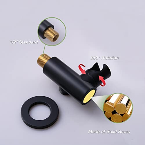 Katais Matte Black Solid Brass 2 In 1 Function Handheld Shower Wand Head Combo, High Pressure Round Hand Black Shower Head With 59 Inch Hose And Holder, High Flow #TOP4