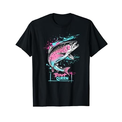 ニジマスのフライフィッシング・グラフィック - トラウト・クイーン Tシャツ