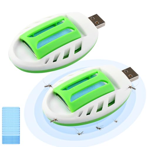 XPJBKC 2 repelentes de mosquitos enchufables, con 120 tabletas de mosquitos para enchufar, antimosquitos portátil, mata mosquitos USB para exteriores, verano, hogar