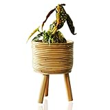 Natural Rattan Plant Stand - Handmade Wicker Plant Stand Boho Plant Stand Rattan Planter for Rattan...