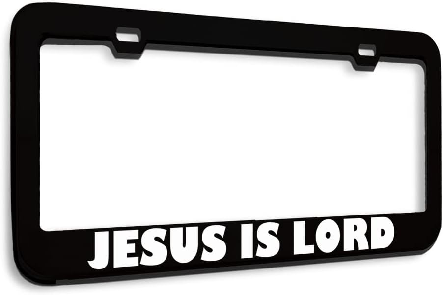 Speedy Pros Metal License Plate Frame Jesus is Lord Christ Religious Metal Car Accessories Stainless Steel 2 Holes 1 Frame