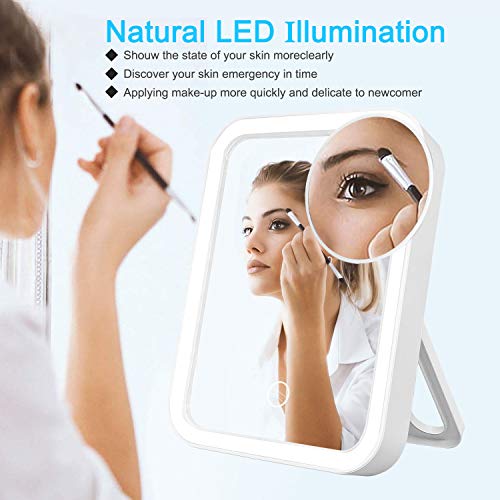(62 OFF Deal) KOOLORBS 10X Magnifying Makeup Mirror with 3 Lightings, FULL Rotation, Powerful