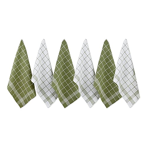 DII Waffle Weave Kitchen Collection, 100% Cotton, Dishtowel Set, Leaf Green 6 Piece