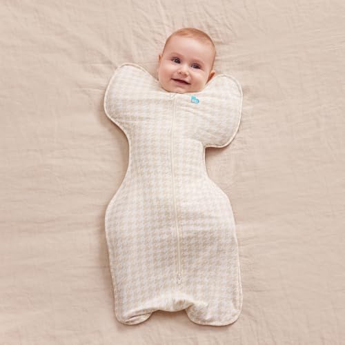 Image of Love to Dream Swaddle UP, Sleep Sack 0-3 Months, Self-Soothing, Improves Sleep, Secure Fit Helps Calm Startle Reflex, Baby Essentials Must Haves Newborn, 1.0 TOG, Medium 13-19 lbs, Tan Houndstooth