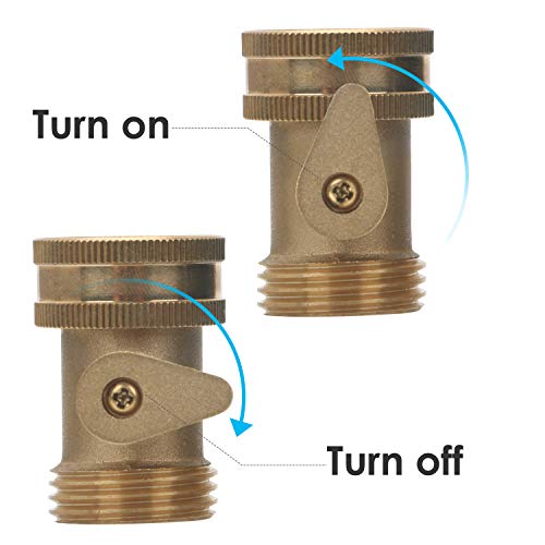 STYDDI Brass Inline Shut-Off Valve for Garden Hoses, 2 Sets with 4 Washers