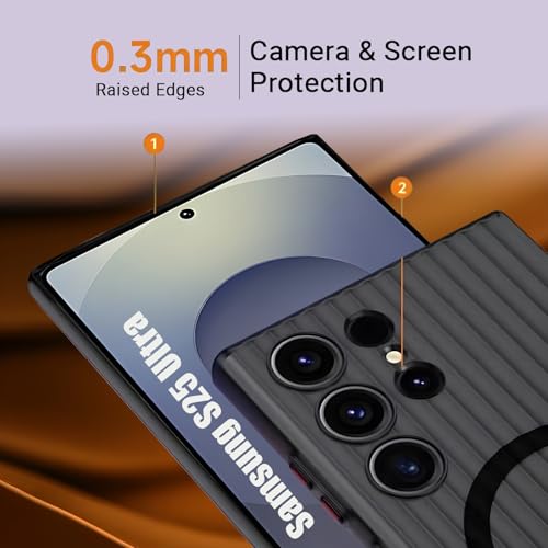 Image of AIBEX Protective Back Case Cover Compatible for Samsung S25 Ultra| Camera & Body Protection| Shockproof,Scratch Resistant| Mag-Saf Wireless Charging Support - Black