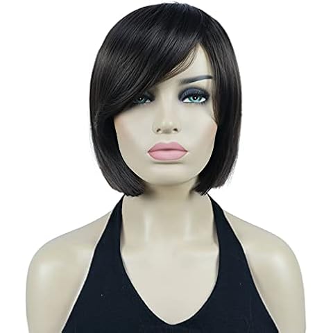 Lydell 8" Straight Short Wigs Bob Hair with Bangs Cute Central Dot Top Heat Resistant Synthetic Wigs (Chestnut Brown) Cover