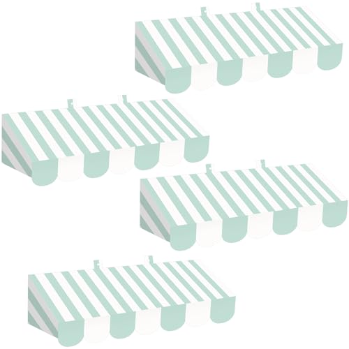 Image of Tallew 4 Pcs 3D Circus Awning Wall Decoration Farmers Market Party Decorations Carnival Awning for Halloween Carnival Theme Party Classroom Decorations(Bright Green and White)