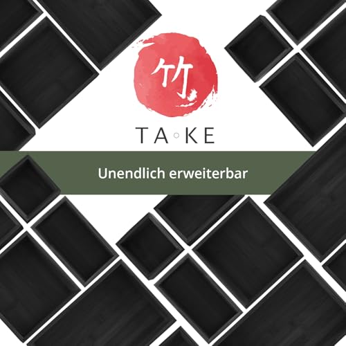 TAKE® 6-teiliges Schubladen Organizer aus 100% Natur Bambus (Schwarz) - Schubladen Organizer Boxen in vers. Größen für Küche, Bad & Büro, Drawer Organizer Schublade, Schminktisch Organizer Bad