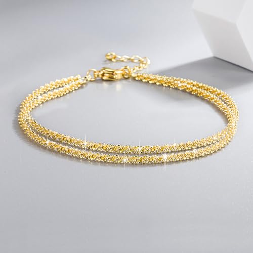 Image of Ankle Bracelets for Women,14K Gold Plated Snake Chain Anklet for Women Beach Cute Anklets