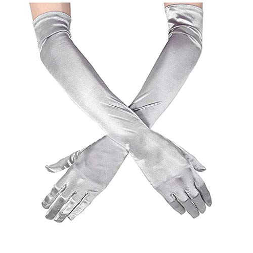 Ruiyete Mitaines pour enfant - Pour mariage, soirée, spectacle, cosplay, robe longue sexy pour adulte - Gants pour femme (argent, taille unique) thumbnail