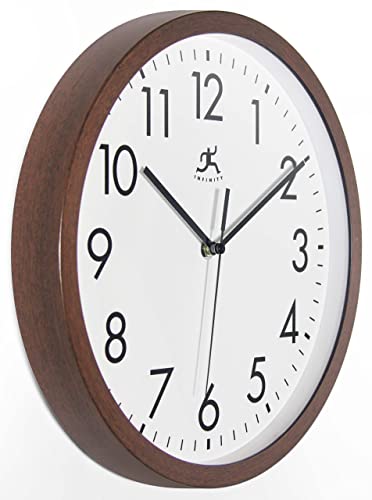 Infinity Instruments Modern Wood Finish Wall Clock, Mid Century Modern Design Perfect for The Home or Office, 12 inch, Walnut