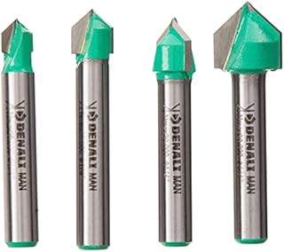 Amazon Brand  Denali 4-Piece 1/4-inch (63 mm) 90 Degree V-Groove Router Bit Set