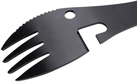 Outdoor Spoon Fork Multitool, 5 in 1 Portable Multi-function Spoon Fork Bottle Can Opener Sawtooth Cutter for Camping Picnic