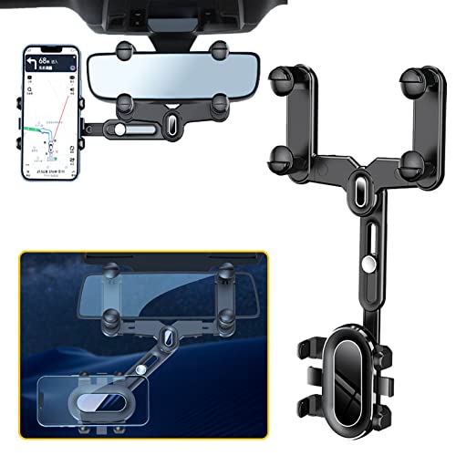 Lohofrnny Support Téléphone Rétroviseur Voiture, Support de Téléphone pour Rétroviseur, 360 Rotatif et Rétractable Support Téléphone Voiture Universel Multifonctionnel Cover
