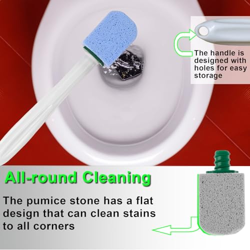 Image of Pumice Stone Toilet Stick,Pumice Chisel Sticks Cleaning,Pumice Stine Scrubber and Cleaner for Toilet Bowl,Bathroom,Kitchen,6Pcs Pumice Stone and 1 Long Handle (6Pcs-B)