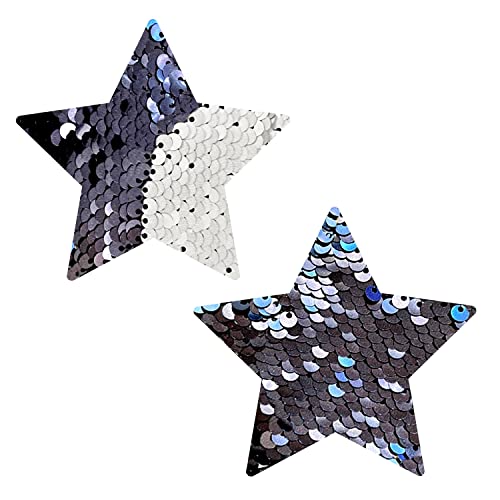 Go Cowboys Blue Grey Flip Sequin Starry Nights Nipztix Pasties Nipple Covers for Festivals, Raves, Parties, Lingerie and More, Medical Grade Adhesive, Waterproof and Sweatproof, Made in USA