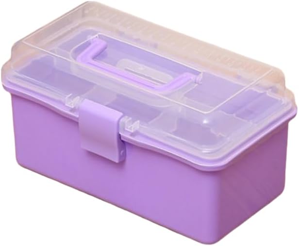 Foldable Plastic Storage Box, 2 Layer Large Capacity Portable Organizer(Purple)