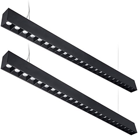 LEONLITE 4FT Anti Glare LED Linear Light Linkable, 0-10V Dimmable 100-277V Commercial-grade Architectural Suspended Lighting Fixture, Narrow Beam Angle, DLC & ETL, 40W 4600LM, 4000K Cool White, 2 Pack