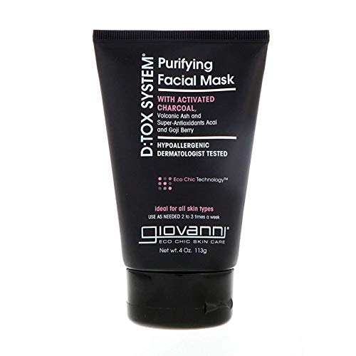 GIOVANNI D:tox Purifying Facial Mask - Super Antioxidants Acai & Goji Berry, Activated Charcoal, Removes Impurities for a Beautiful Complexion, Hypoallergenic, Dermatologist Tested - 4 oz