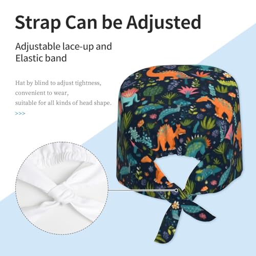 Image of Adjustable Working Cap Breathable Unisex Women Men Elastic Bandage Tie Back Hats Scrub Nursing Doctor Surgeon Cap