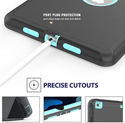 DAORANGE iPad 9th / 8th / 7th Generation case 10.2 Inch, Heavy Duty Shockproof Smart Cover with Pencil Holder, Auto Sleep/Wake, Tri-fold Stand Case for iPad 10.2" 2021/2020/2019 (Gray+Skyblue)