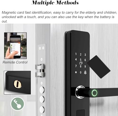 Finrprint Smart Door Lock with Alarm - Keyless Entry Handle, Doell Compatible, Magnetic Card & Key, Ideal for Apartments & Homes, Enhanced Security Solution