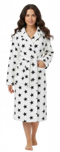Brandsseller Peignoir Femme avec Capuche S/M – Doux et Léger en Microfibre avec Motif Étoiles – Certifié Oeko-Tex – Idéal Maison, Spa ou Sauna –...
