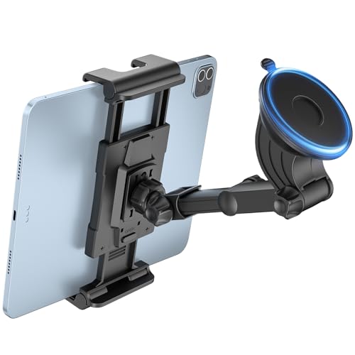OHLPRO Support Tablette Voiture Pare Brise Tableau de Bord, Porte Tablette Voiture Support iPad Télescopique+Ventouse Lavable Universel Compatible avec iPad...