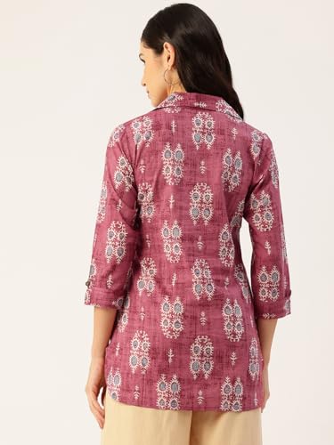 Image of feranoid Classic Collared Cotton Shirt with 3 /4 Sleeve for a Timeless Casual Look