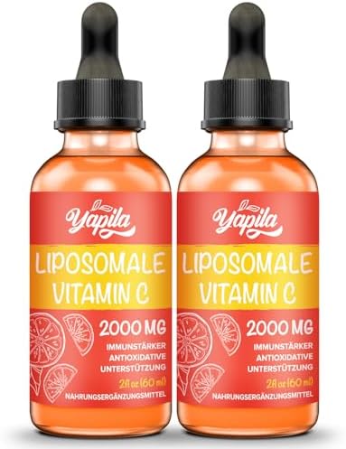 Liposomales Vitamin C 2000 mg Flüssigpräparat mit Ascorbinsäure, (2 Pack) | Maximale Absorption; Hochwirksame Vegane Formel; Nicht-GMO; Glutenfrei Und Sojafrei