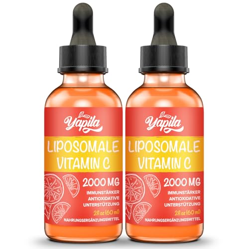 Vitamina C Liposomal 2000 mg Suplemento Líquido(2 Botellas), Máxima Absorción, Vitamina C Vegana Altamente Efectiva, Ascorbato, Sin Gluten, Libre de Soja