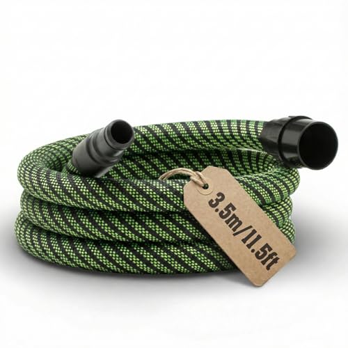 Dust Extractor Hose D27/32 x 3.5M (11.5 Ft), Anti-Static, Compatible with Festool CT 15/25/26/36/48 and CT MINI/MIDI Dust Extractors (2019+), Heavy-Duty Vacuum Hose with Reinforced Woven Sleeve, Green