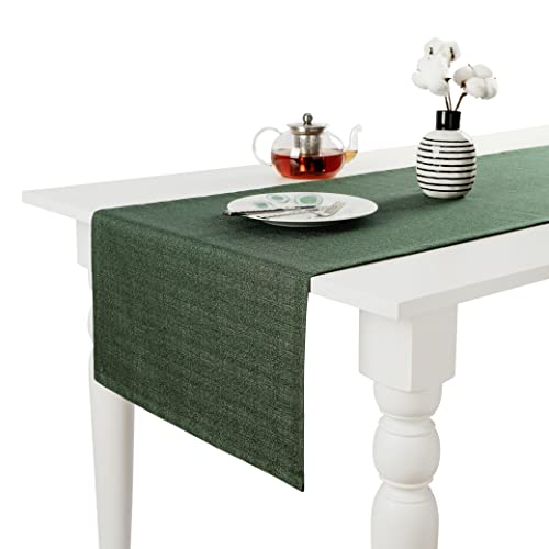 Miss Savon Tischläufer Grün - Modern Hochwertige Tischdecke Leinenoptik Pflegeleichte Decke Frühling für Essticsh Fleckschutz Tischtuch abwaschbar Party Urlaub Dekoration (45 x 160 cm, Grün) Cover
