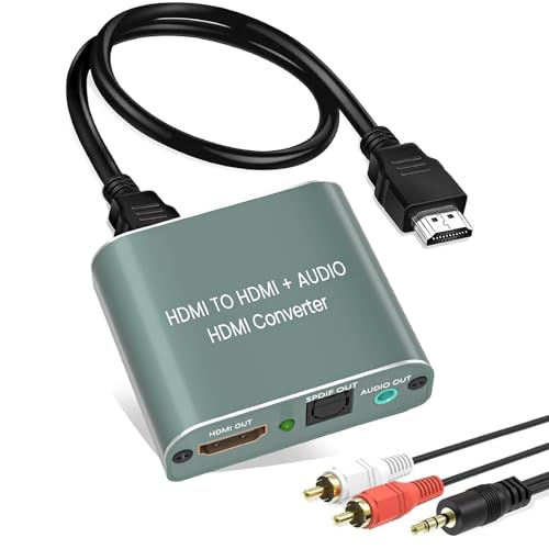 HDMI Audio Extractor, HDMI vers TOSLINK SPDIF 3.5mm stéréo L/R Audio Extracteur Optical Splitter compatible HDMI2.0 Dolby Digital PCM