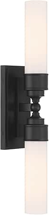 Crystorama Wilcox 2 Light LED Matte Black Sconce with Glass Shades