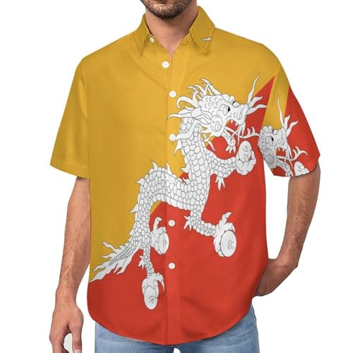 Chemise hawaïenne manches courtes homme imprimé funky Bhoutan été S-7XL