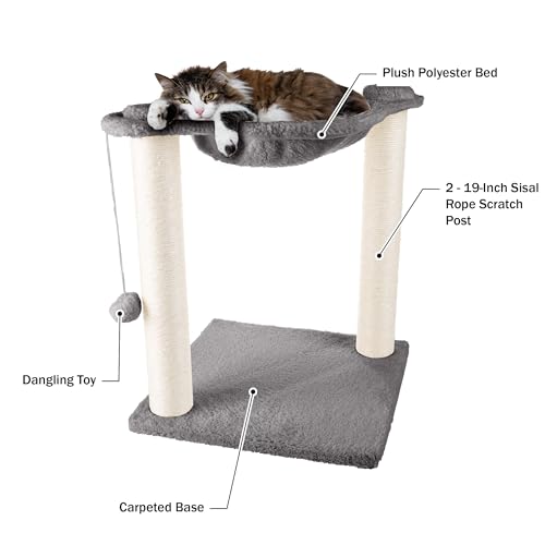 Casa para gatos con postes para rascar y juguete colgante miniatura 4