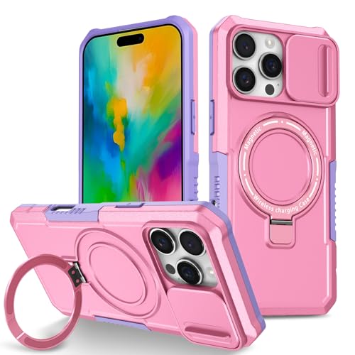 Carcasa protectora YOUULAR para Samsung Galaxy S25 Plus con imán trasero y soporte en color rosa