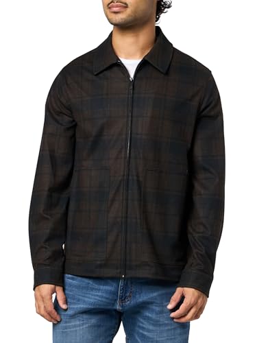 KARL LAGERFELD Paris Men's Sportswear Shirt Jacket, Brown, Small