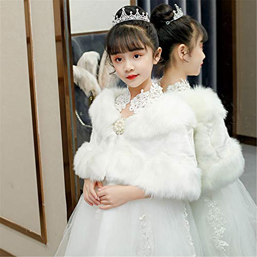Princess Hooded Cape Cloaks Children Dress Princess Dress Flower Girl Wedding Dress Coat Shawl Thick Warm Woolen Shawl for Girls Birthday Cosplay (Color : White Size : 100cm) (White 130cm)4