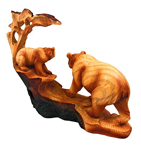 Yellow Moon Gifts Wooden Bear And Cub Statue Wildlife Outdoor Figures #TOP3
