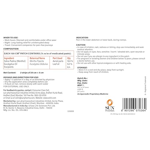 Image of Volini Feminine Pain Relief Patch | Relief from Cramps | Pack of 2 x 3