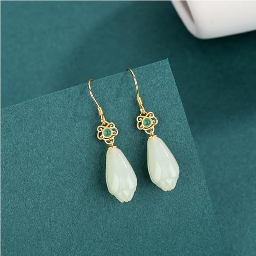 Boucles d'oreilles goutte d'eau jade Hetian parfaites pour vos soirées - 3