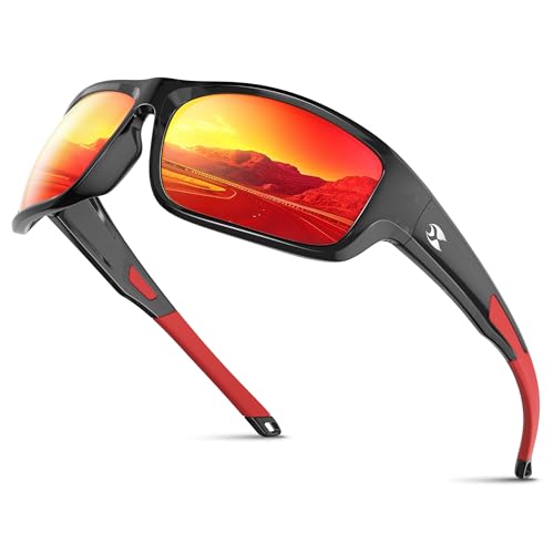 suoso Polarized Sports Sunglasses for Men Wrap Design for Fishing gold