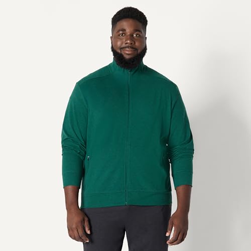 Amazon Essentials Men's Athletic Soft Performance Lightweight Zip Up Gym Workout Jacket, Moisture-Wicking, 4-Way Stretch, Space Dye Green, X-Large - image 6