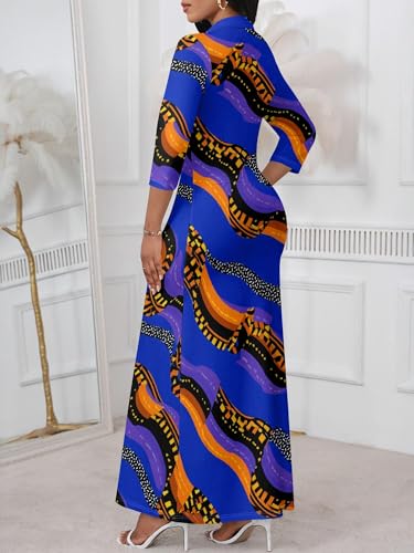 Image of PinkPatty Women's Casual 3 /4 Sleeve Polo V Neck Bodycon Maxi Dress