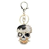 Lemospark Sparkly Rhinestone Crystal Sailboat Skull Keychain Charms Gifts for Women Men for Car Purse Accessories (C-Black Skull)